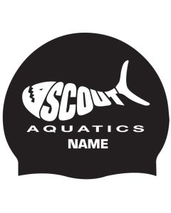 Scout Aquatics Silicone Cap with Name-Black