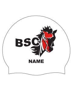 Barrington Swim Club Silicone Swim Cap with Name-white