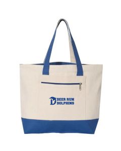 Deer Run Dolphins 19L Zippered Tote-Natural/Royal